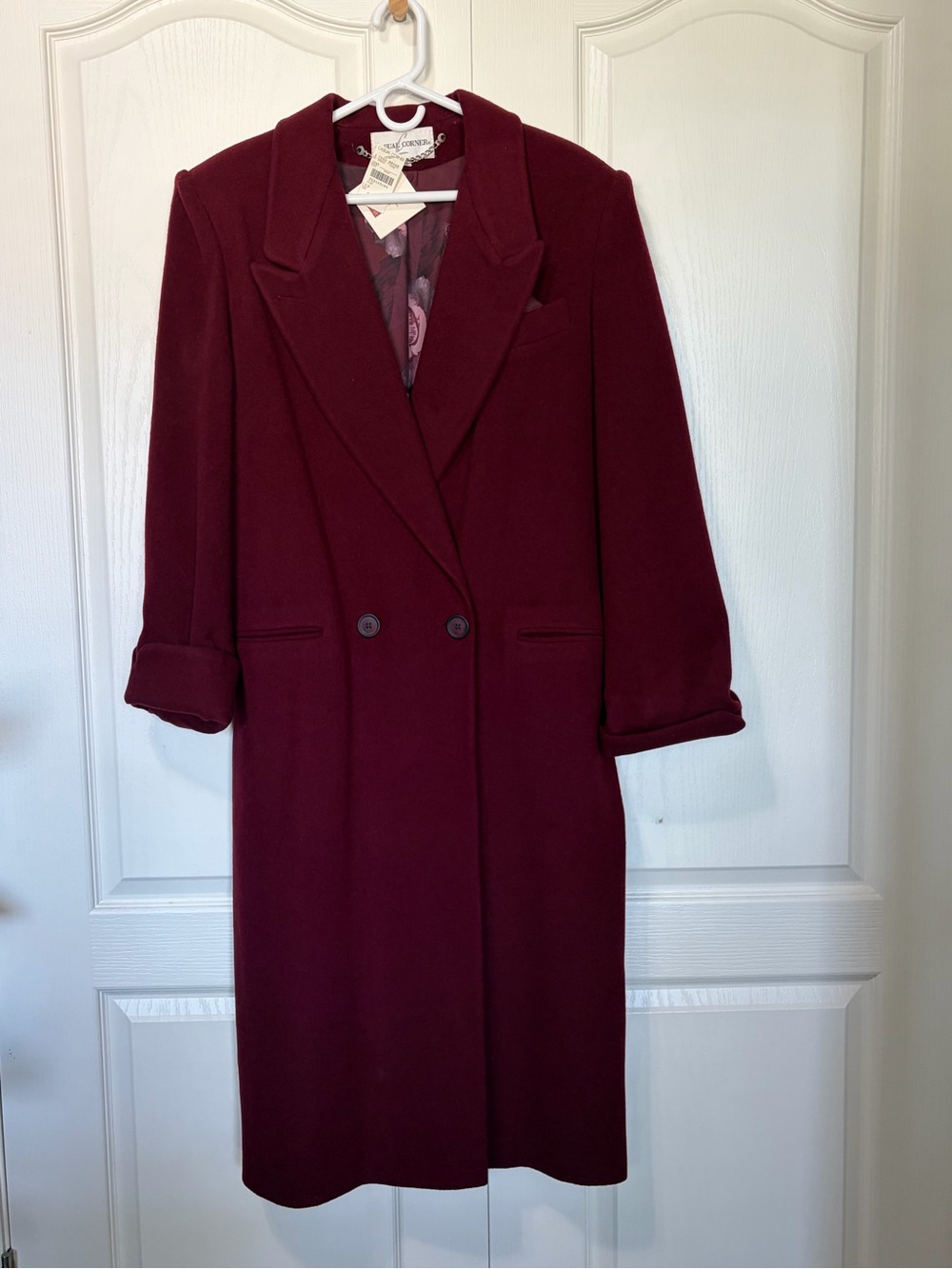 NWT Vintage Casual Corner Size 10 Wool Coat Burgundy